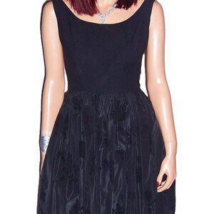 Vintage Lord & Taylor 5th Avenue Black Floral Dress S